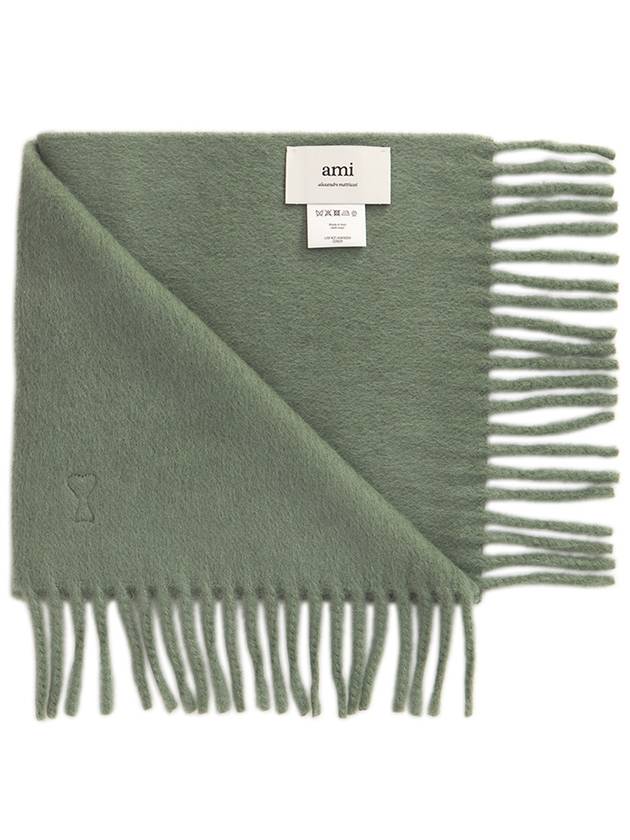 De Coeur Fringe Classic Wool Muffler Clay Blue - AMI - BALAAN 4