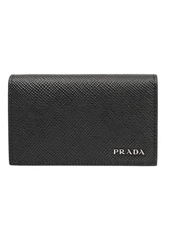 Saffiano Metal Logo Card Wallet Black - PRADA - BALAAN 1