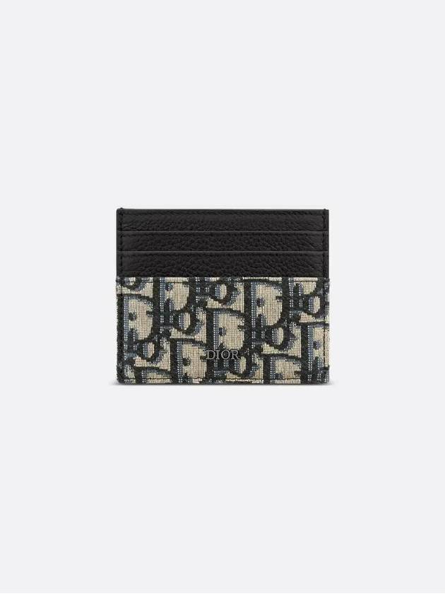 Oblique Jacquard Grained Leather Card Wallet Black - DIOR - BALAAN 2