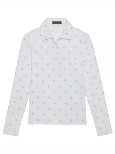 Women's Star Print Long Sleeve Pk Shirt White - G/FORE - BALAAN 2