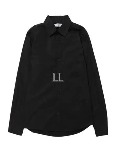 Light Cotton Embroidered Logo Over Long Sleeve Shirt Black - STONE ISLAND - BALAAN 2