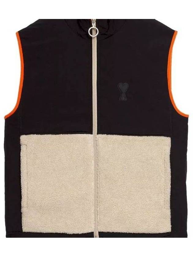 De Coeur Sherpa Hairy Fleece Nylon Canvas Vest Black White - AMI - BALAAN 6