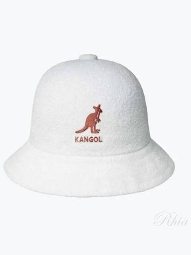 K3407 White Bermuda Casual Big Logo Bucket Hat - KANGOL - BALAAN 1