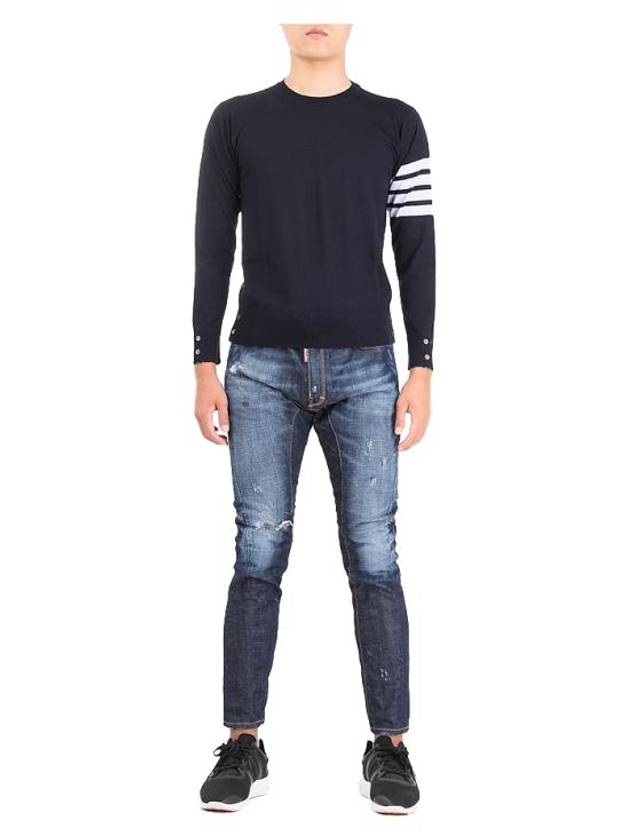 4 Bar Stripe Classic Wool Knit Top Navy - THOM BROWNE - BALAAN 3