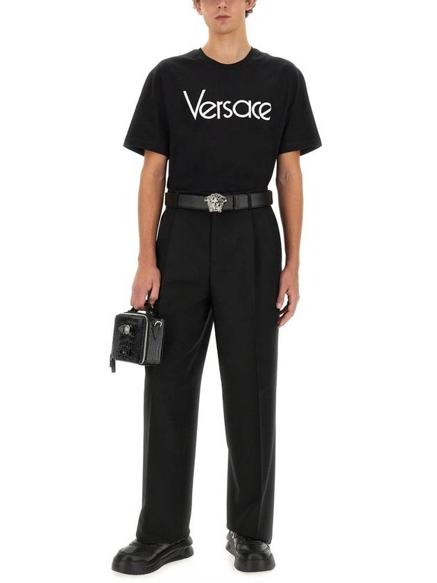 Logo Crewneck Short Sleeve T-Shirt Black - VERSACE - BALAAN 3