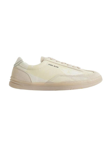 Rock Logo Print Suede Low Top Sneakers Plaster - STONE ISLAND - BALAAN 1