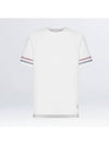 Textured Cotton Stripe Short Sleeve T-Shirt White - THOM BROWNE - BALAAN 3