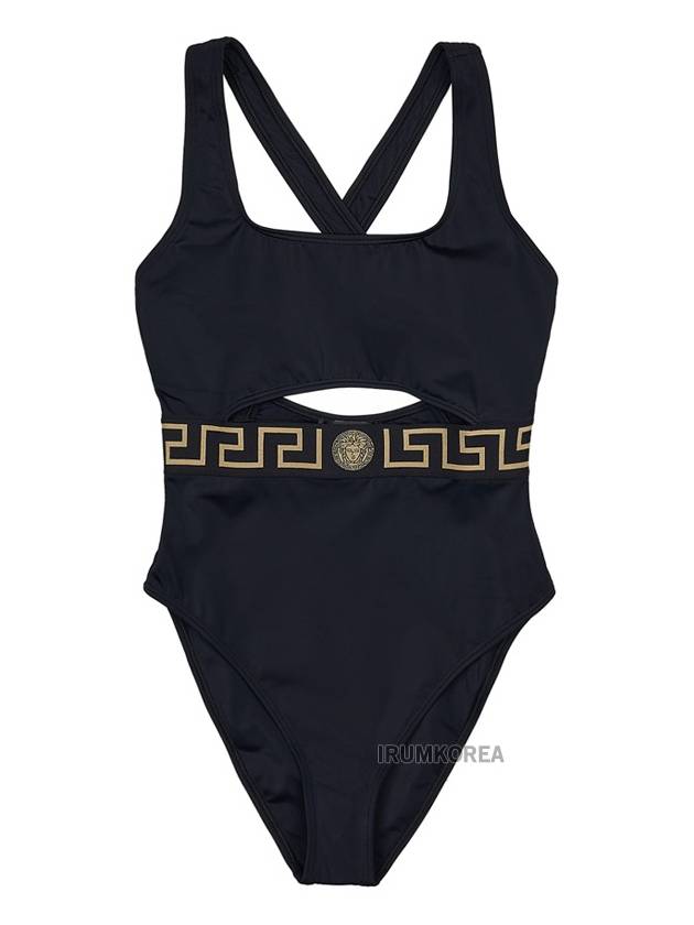 Greca Border Cut Out One Piece Swimsuit Black - VERSACE - BALAAN 8