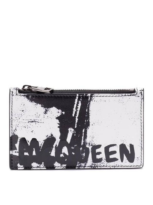 Jacket Printed Iris Zip Coin Card Holder 7794811AAR6 1070 BLACK WHITE - ALEXANDER MCQUEEN - BALAAN 1