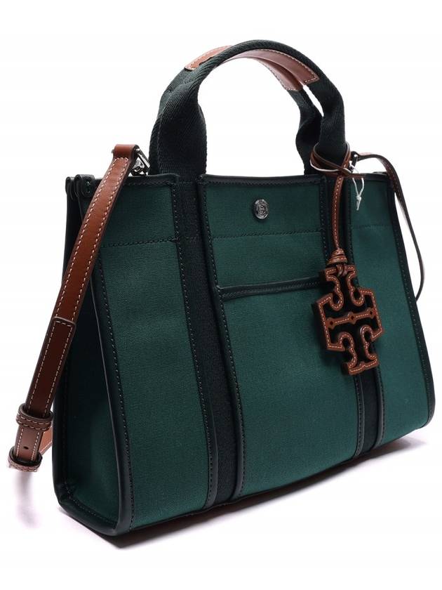 Small Twill Tory Tote Bag Green - TORY BURCH - BALAAN 4