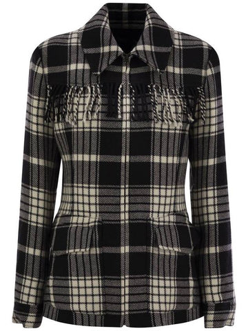 Plaid wool jacket with fringes - POLO RALPH LAUREN - BALAAN 1