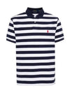 Embroidery Logo Stripes Cotton Polo Shirt White Navy - POLO RALPH LAUREN - BALAAN 2