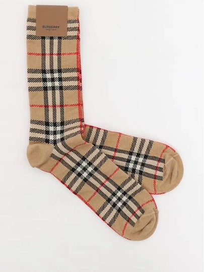 Vintage Check Cotton Cashmere Socks Beige - BURBERRY - BALAAN 2