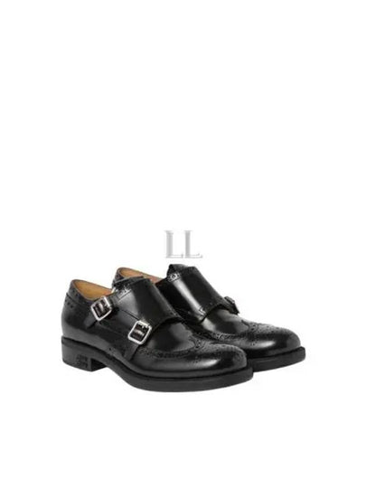 Brogue Leather Monk Strap Black - MIU MIU - BALAAN 2