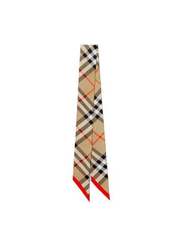 Check Red Hem Silk Scarf Beige - BURBERRY - BALAAN 2