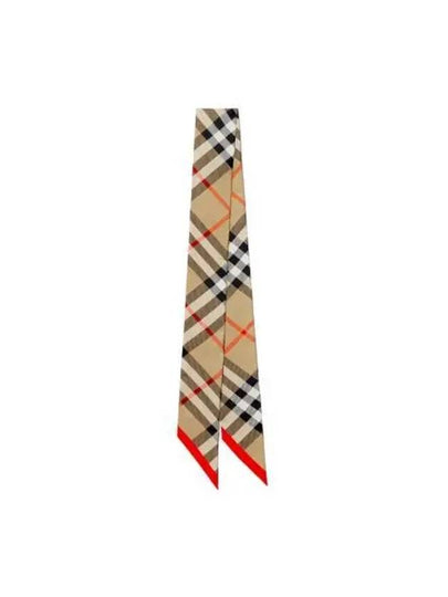 Check Red Hem Silk Scarf Beige - BURBERRY - BALAAN 2