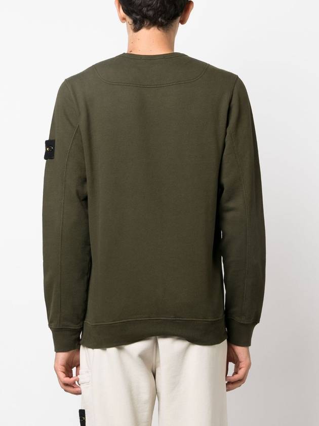 Brushed Cotton Fleece Garment Dyed Crewneck Sweatshirt Olive Green - STONE ISLAND - BALAAN 4