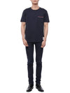 Men's Medium Weight Jersey Tipped Pocket Crewneck Short Short Sleeve T-Shirt Navy - THOM BROWNE - BALAAN 4