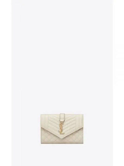 Matelasse Monogram Envelope Small Half Wallet Blanc Vintage - SAINT LAURENT - BALAAN 2