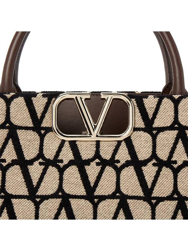 Iconographe VLogo Signature Small Tote Bag Beige Black Brown - VALENTINO - BALAAN 9