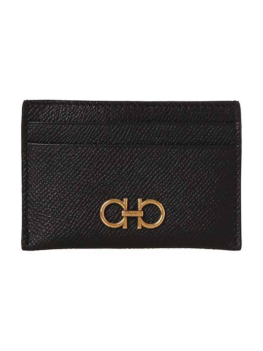 Gancini Card Wallet Black - SALVATORE FERRAGAMO - BALAAN 1