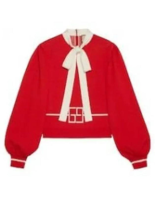 Women's Square GG Jacquard Knit Top Red - GUCCI - BALAAN 2