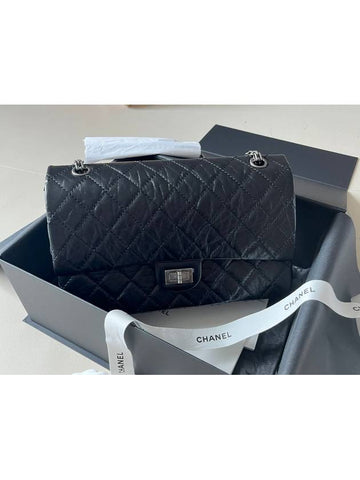 2 55 Vintage Flap Bag Large Black Silver A37587 - CHANEL - BALAAN 1