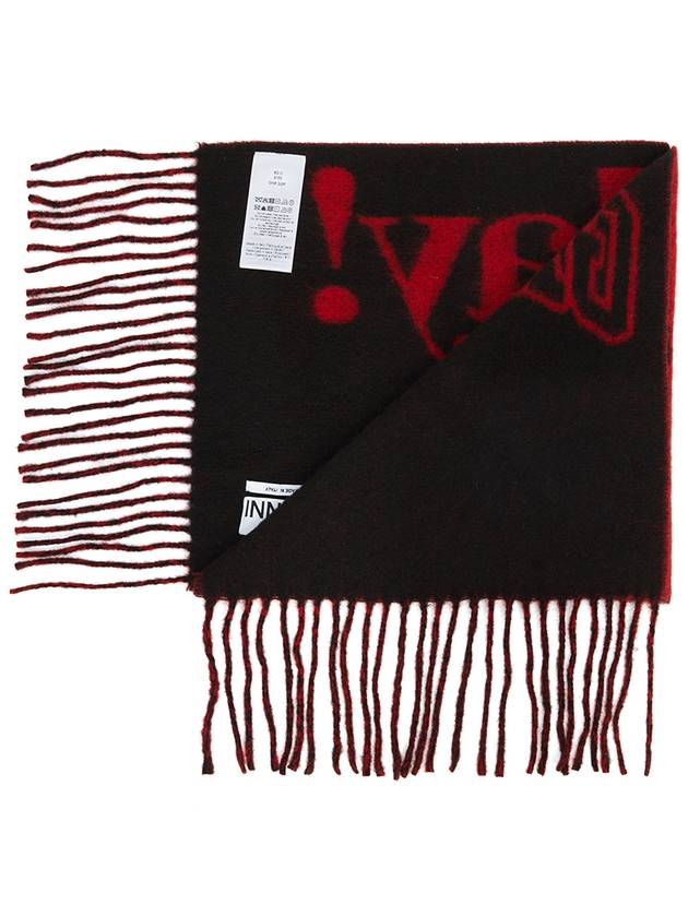 Fringe Wool Scarf Red Black - GANNI - BALAAN 4