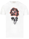 Men's Flower Skull Short Sleeve T-Shirt White - ALEXANDER MCQUEEN - BALAAN 3