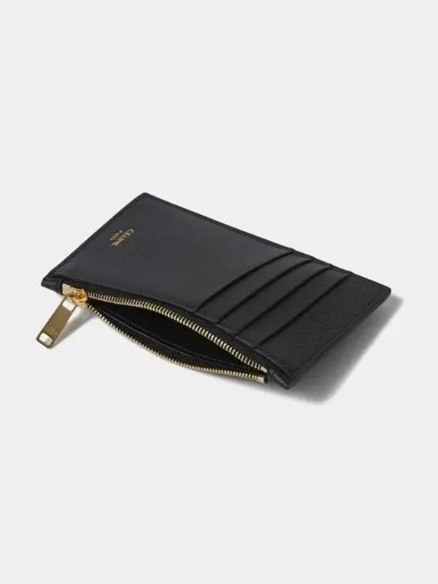 Essential Zipper Compact Grain Calfskin Card Wallet Black - CELINE - BALAAN 4