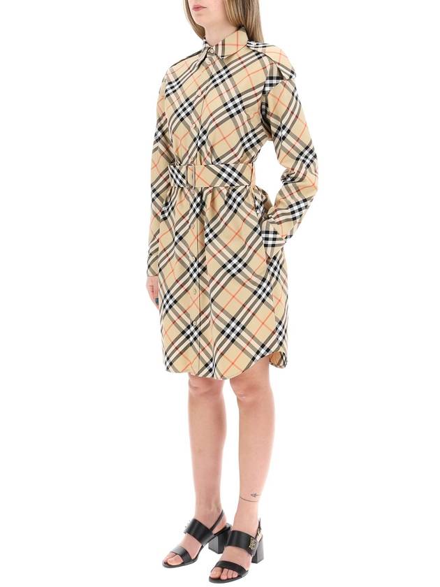 Check Cotton Shirt Midi Dress Beige - BURBERRY - BALAAN 5