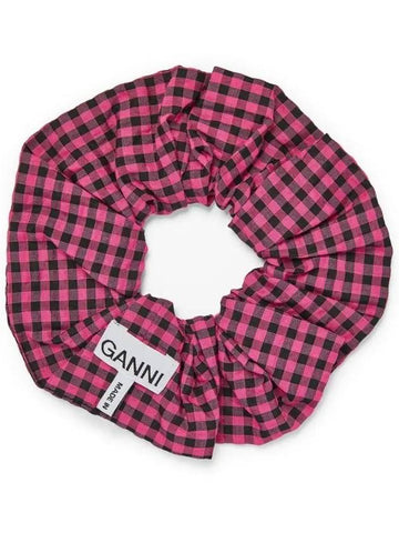 Gingham Check Scrunch Pink - GANNI - BALAAN 1