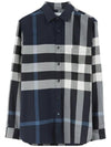 Check Print Long Sleeve Shirt Navy - BURBERRY - BALAAN 1