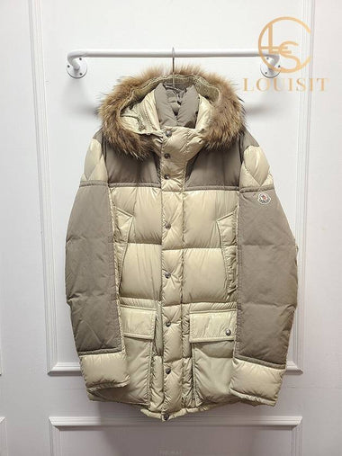 Used luxury goods Lewis It 4 Moncler Beige Frey Glossy Hooded Fur Padded Jumper - MONCLER - BALAAN 1