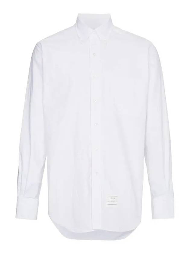 Men's Logo Patch Classic Cotton Long-Sleeve Shirt White - THOM BROWNE - BALAAN 3