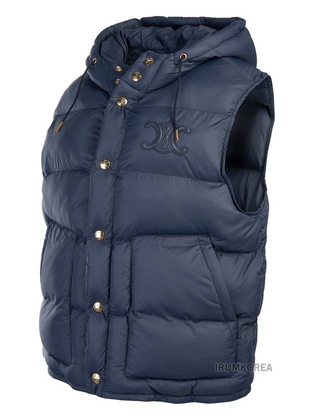 Triomphe Patch Hooded Down Vest Light Navy - CELINE - BALAAN 3