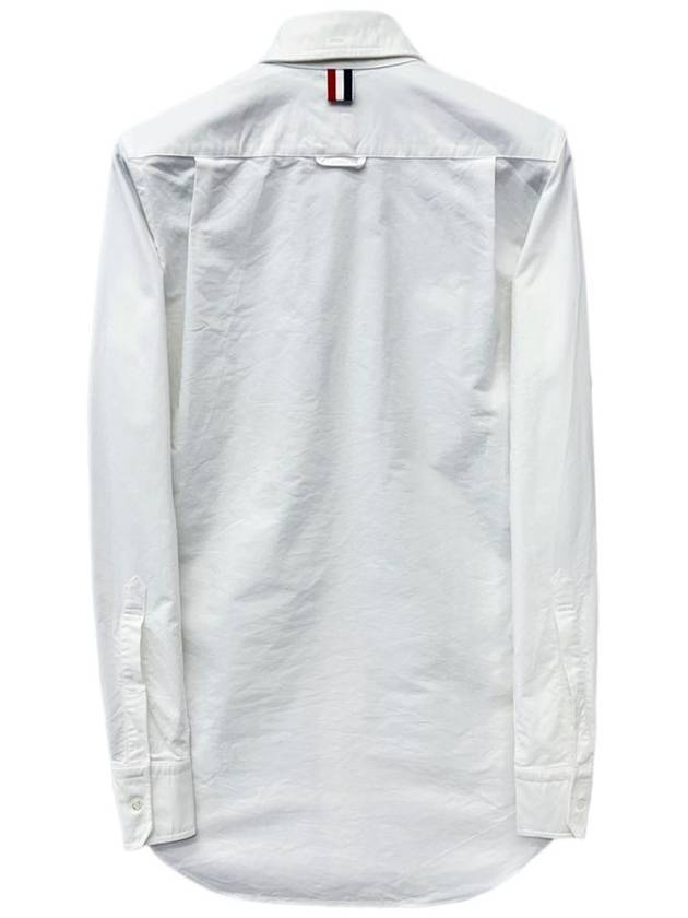 Oxford Grosgrain Placket Cotton Long Sleeve Shirt White - THOM BROWNE - BALAAN 3