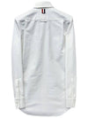 Oxford Grosgrain Placket Cotton Long Sleeve Shirt White - THOM BROWNE - BALAAN 3