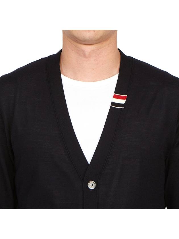 Men's Jersey Stitch V-Neck Cardigan Navy - THOM BROWNE - BALAAN 10