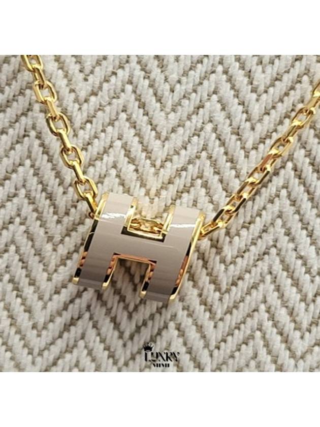 Mini Pop H Pendant Necklace Gold Marron Glace - HERMES - BALAAN 3