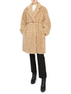 Women's Single Breasted Polyester Fur Coat Beige - VANESSA BRUNO - BALAAN 8