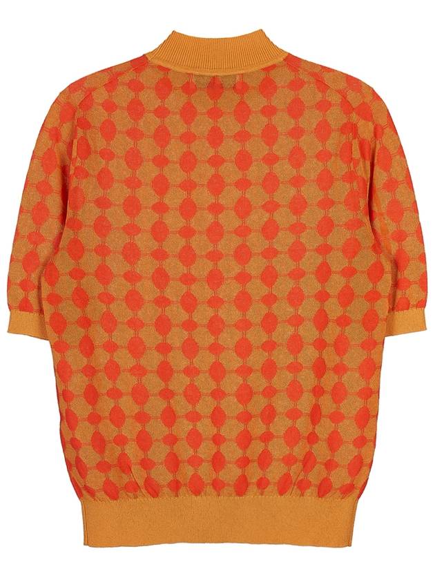 Jacquard Short Sleeve Knit Top Orange - TORY BURCH - BALAAN 3