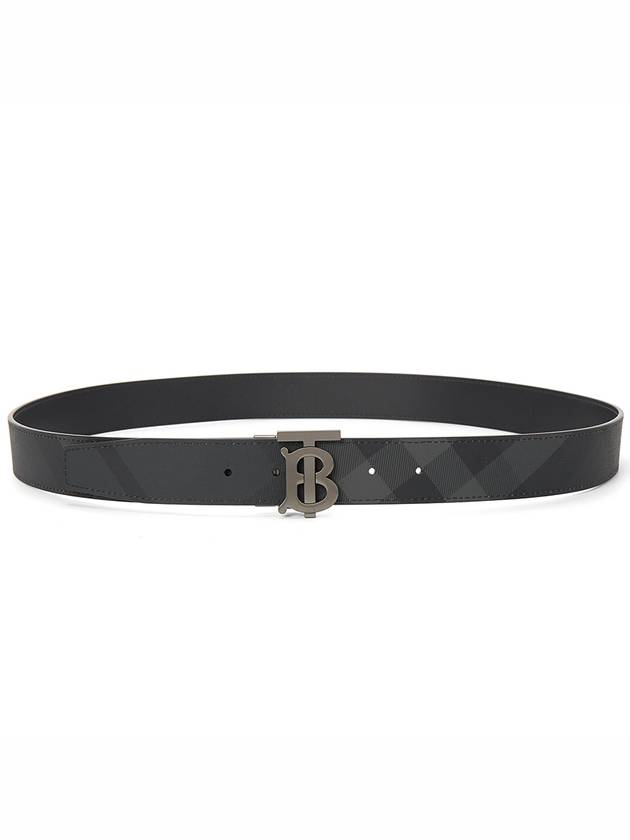 Men's Check Reversible Leather Belt Charcoal Graphite - BURBERRY - BALAAN 3