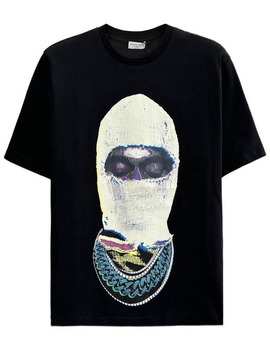 Men's Milk Mask Printing Short Sleeve T-Shirt Black - IH NOM UH NIT - BALAAN 2