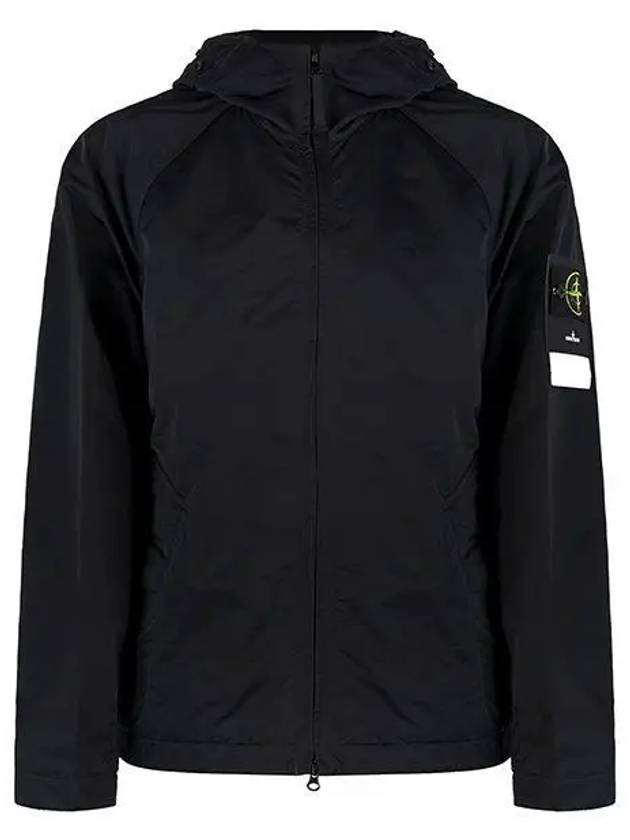 Hyper Dense Nylon Raso Logo Patch Hoodie Jacket Black - STONE ISLAND - BALAAN 2