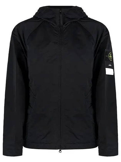 Hyper Dense Nylon Raso Logo Patch Hoodie Jacket Black - STONE ISLAND - BALAAN 2