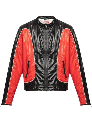 J Clay Shiny Ripstop Biker Jacket Black Red - DIESEL - BALAAN 1