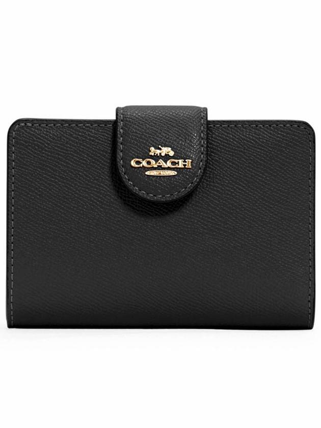 corner zipper medium bifold wallet black - COACH - BALAAN.