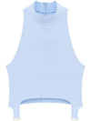 Embroidered Logo High-Neck Crop Sleeveless Blue - COURREGES - BALAAN 3