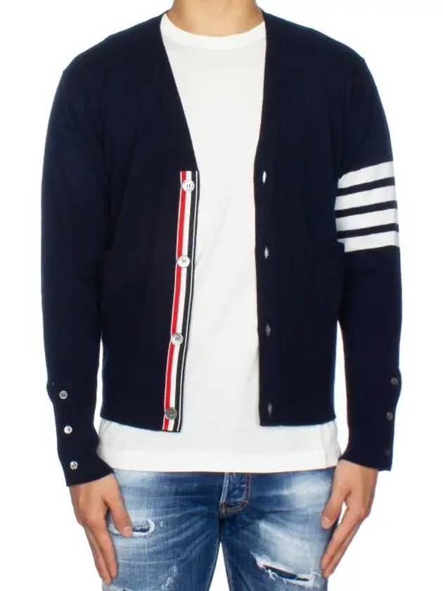 Men's Diagonal Classic Cashmere Cardigan Navy - THOM BROWNE - BALAAN 3